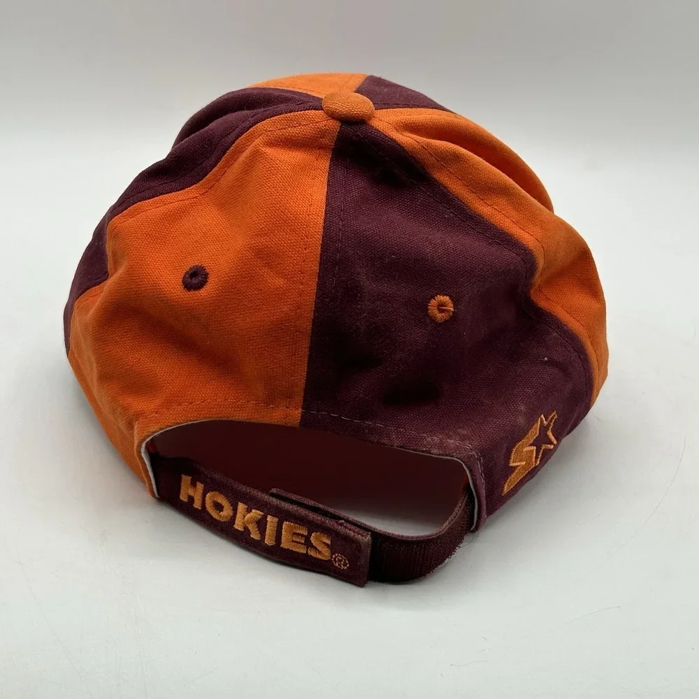 Vintage Virginia Tech‎ Hokies Hat Starter Two Tone Strapback Orange Red